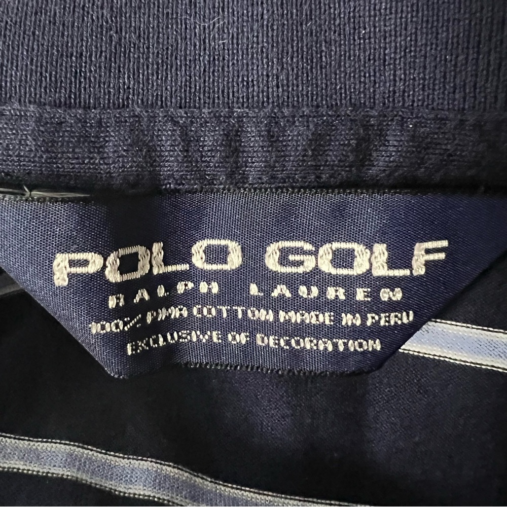 Ralph Lauren Polo Golf Polo Shirt Mens Blue Striped PGA Embroidery - Picture 8 of 9